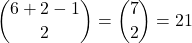 \[\binom{6 + 2 - 1}{2} = \binom{7}{2} = 21\]